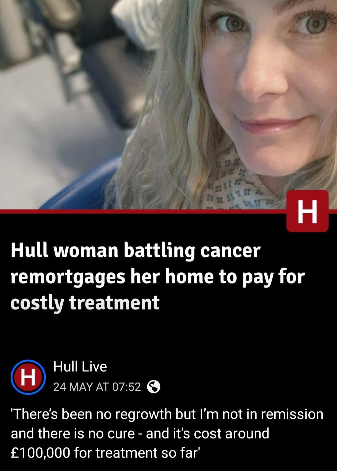 Hull Live article about Louise remortgaging her home