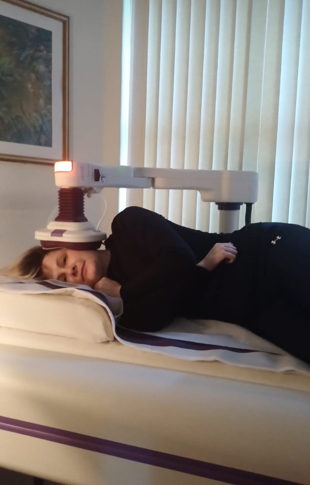 Louise receiving hyperthermia treatment